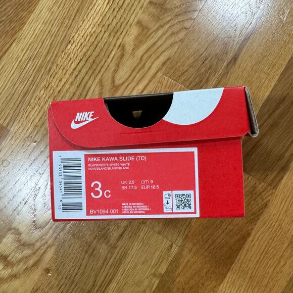 Nike Kawa Slide TD Baby 3C Black White Sandals New - Picture 2 of 2